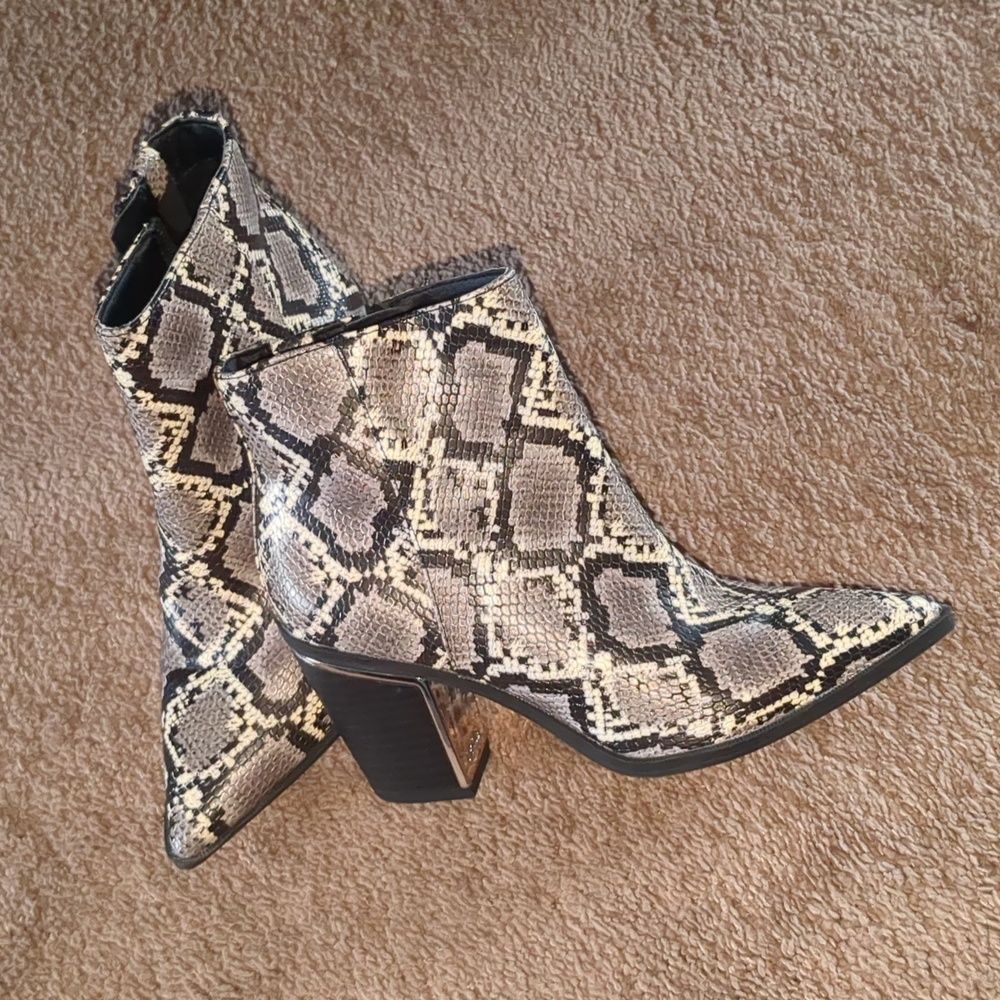 Snakeskin Patterned Booties Unworn - image 4